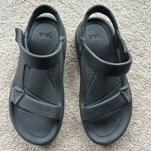 Kids boys girls unisex Teva Hurricane drift sandals, Black, size 2.5